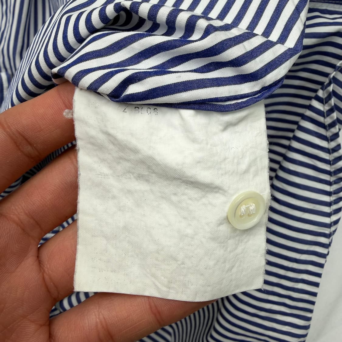 꼼데가르송 블랙 하트 와펜 블루 스트라이프 셔츠 L 상품이미지8