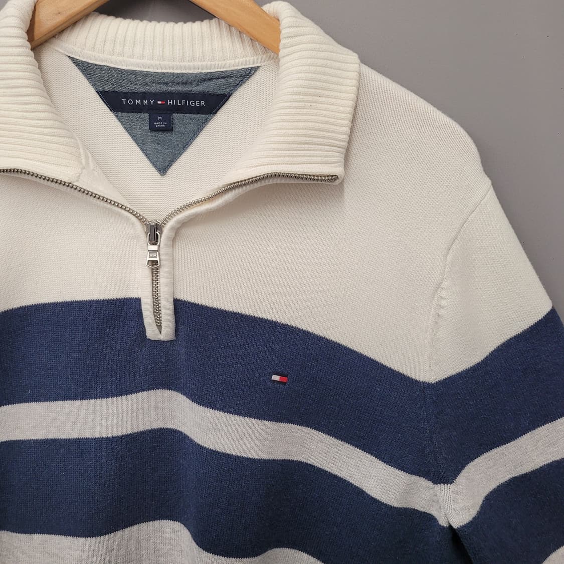 Tommy Hilfinger 타미힐피거 스트라이프 반집업 니트 상품이미지3