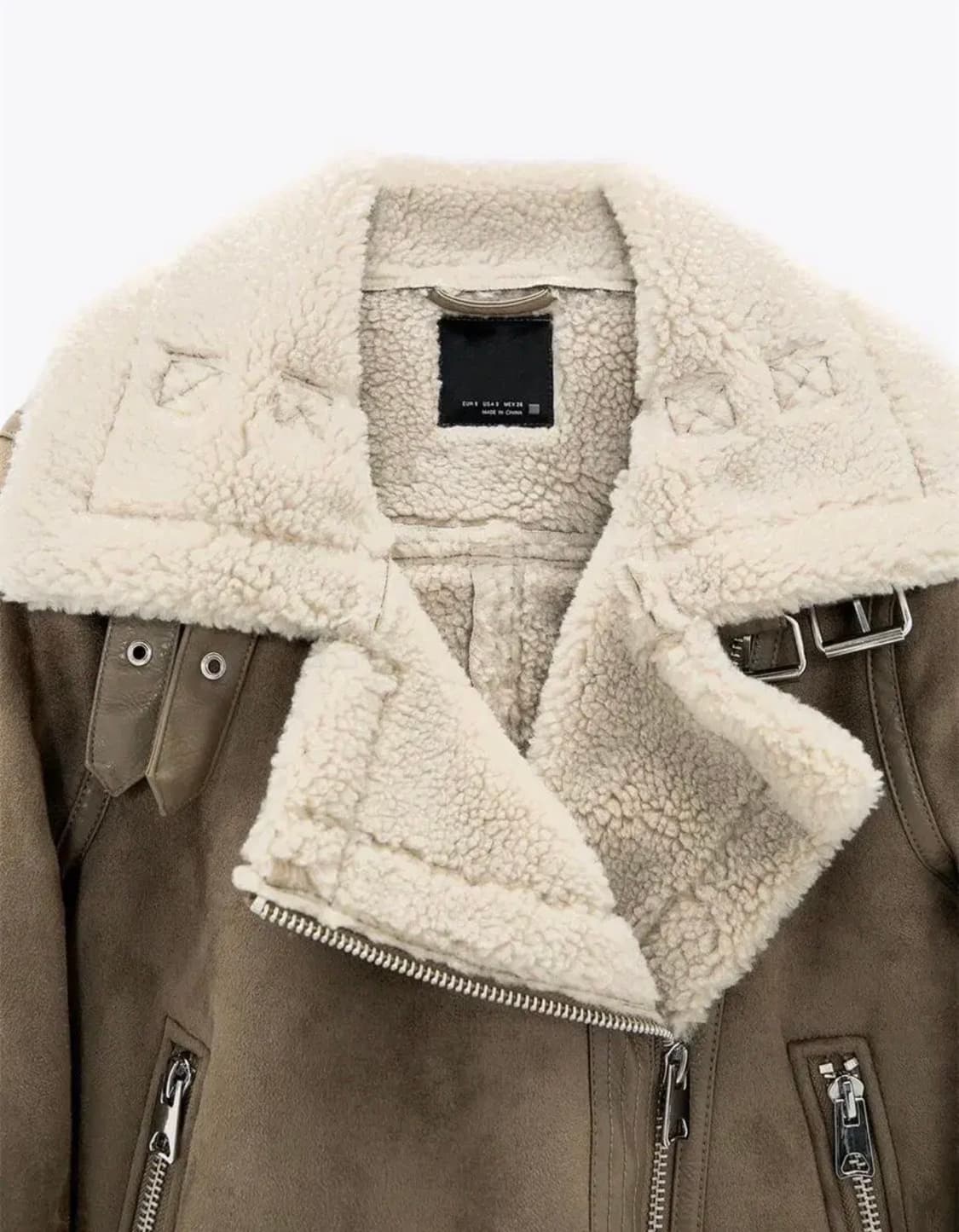 (새상품) 자라 스웨이드 무스탕 자켓 모카 브라운 L 상품이미지5