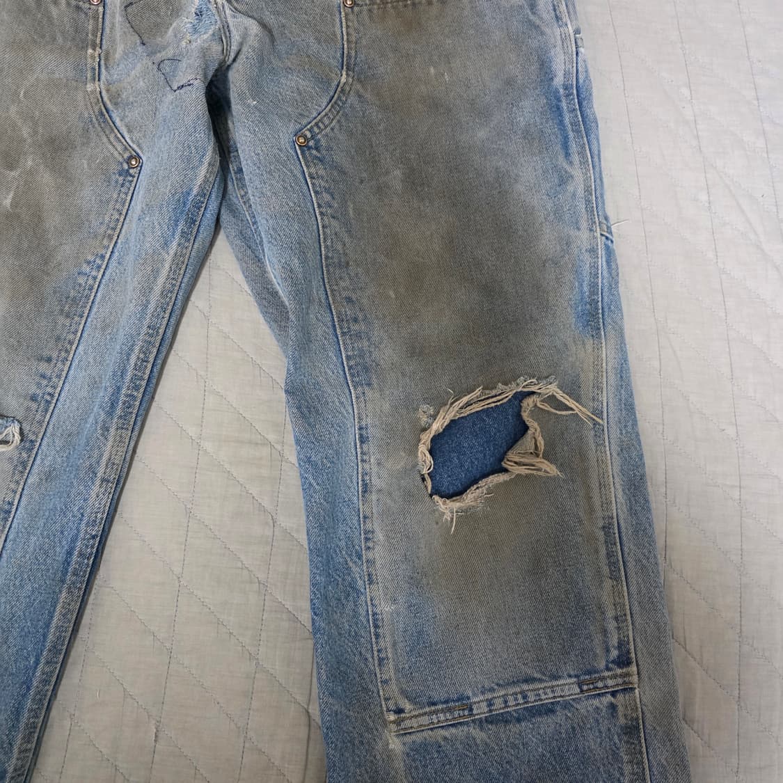 [34X32] 빈티지 칼하트 더블니 B73 DST 데님팬츠 트래쉬드 상품이미지3