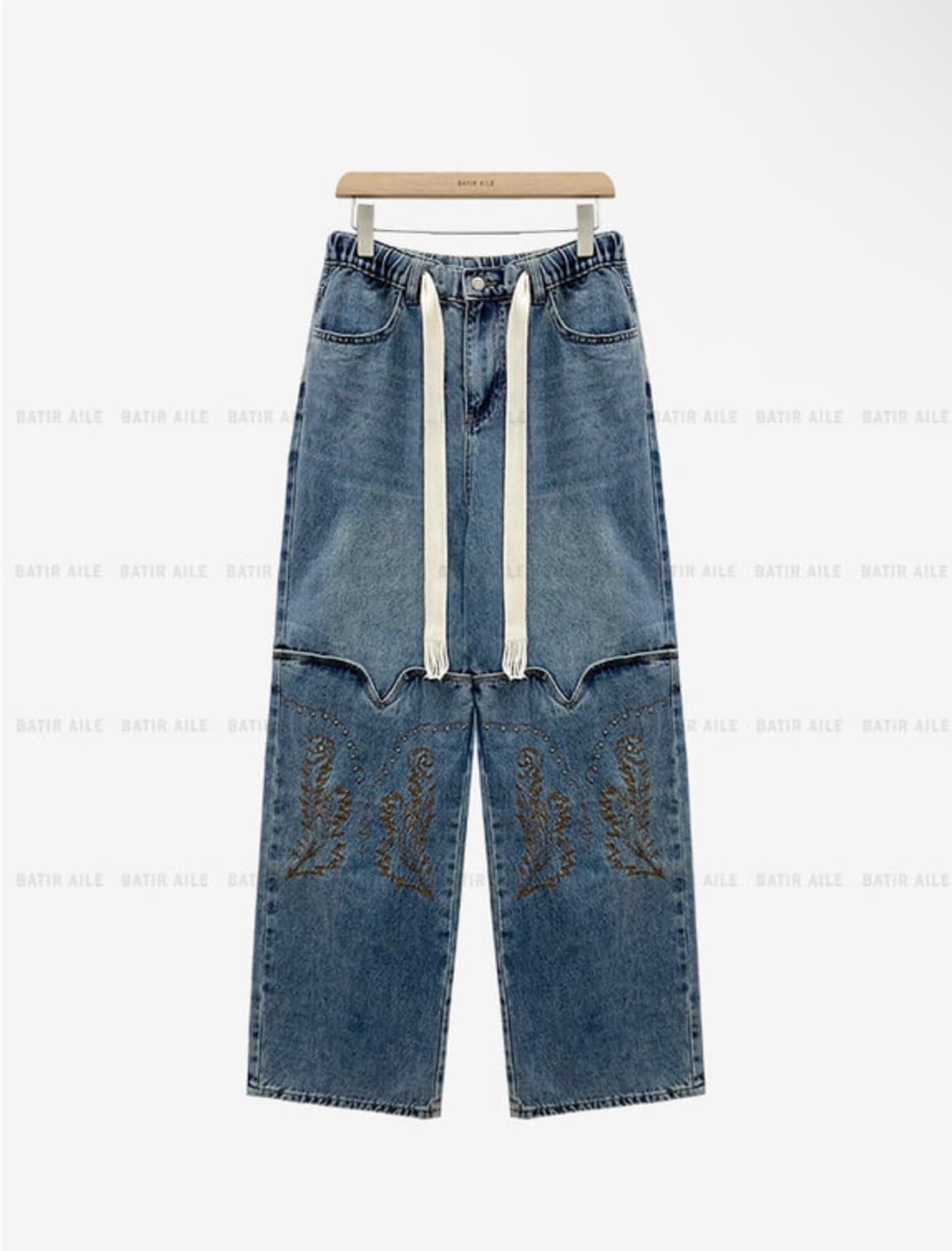 [UNISEX] 웨스턴업 밴딩 와이드 데님 팬츠 상품이미지4