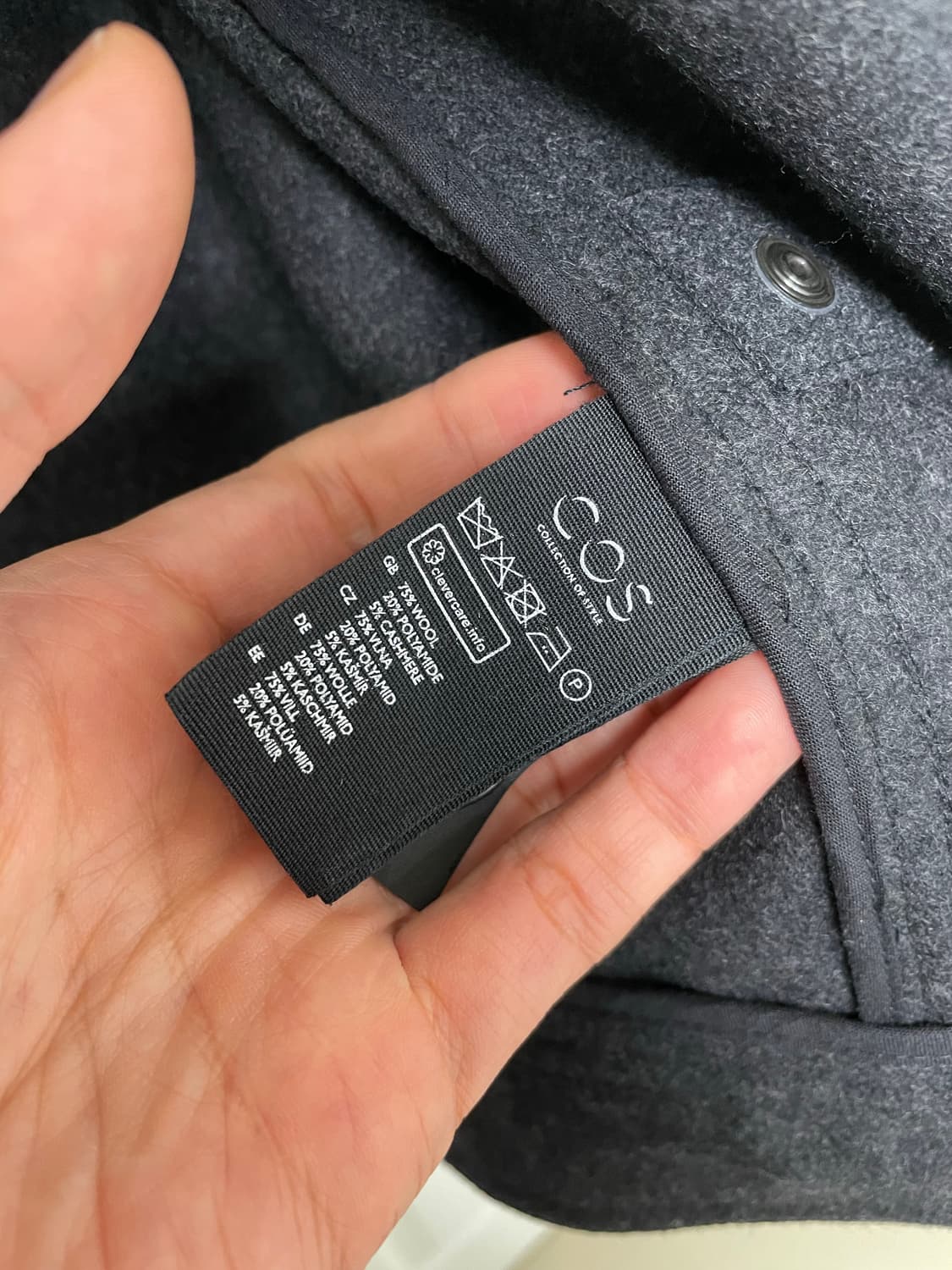 COS 코스 숏 울 자켓 다크 그레이 XL 상품이미지6