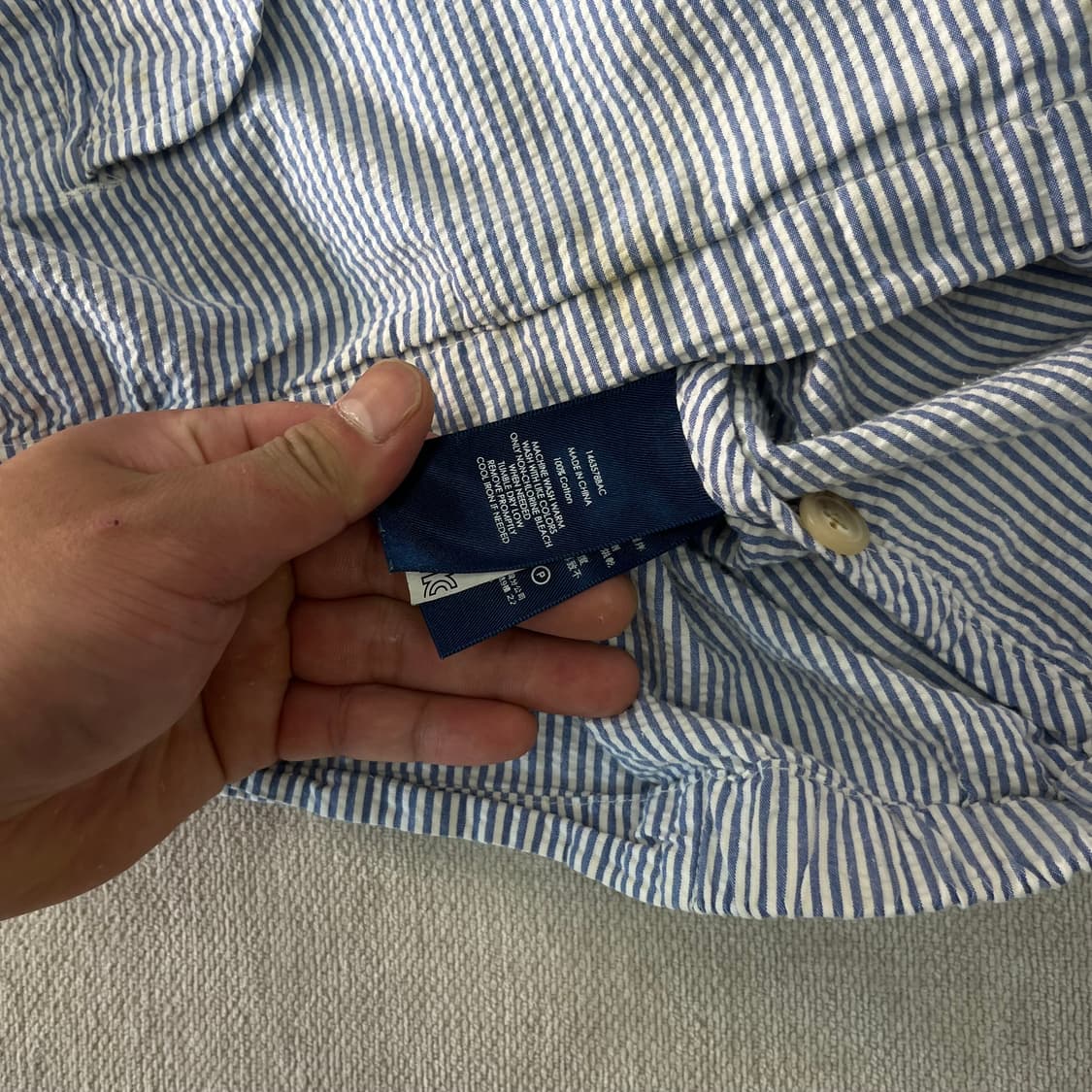 105 폴로랄프로렌 시어서커 스트라이프 넥버튼 블루종 자켓 상품이미지9