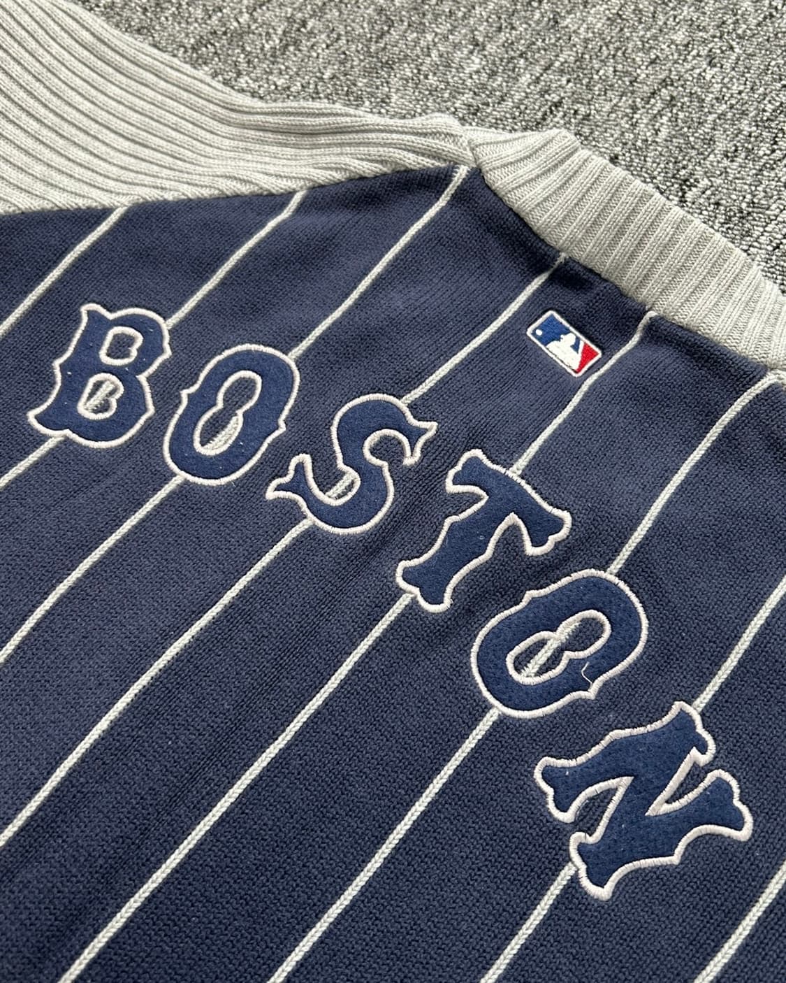 MLB 보스턴 스트라이프 니트 집업 상품이미지4
