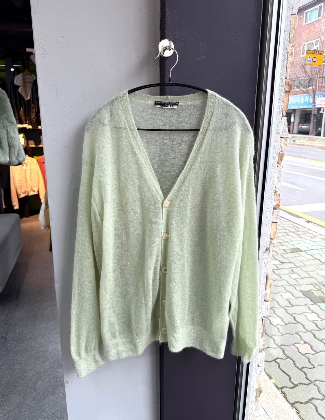 5/ 오라리 24SS 키드 모헤어 시어 니트 가디건 상품이미지3