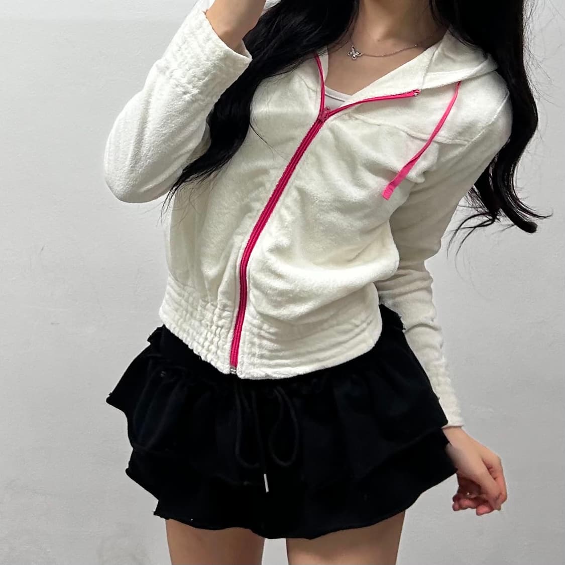 아디다스 Y2K 화이트 벨루어 벨벳 걸즈 트랙탑 후드집업 희귀져지(85) 상품이미지2