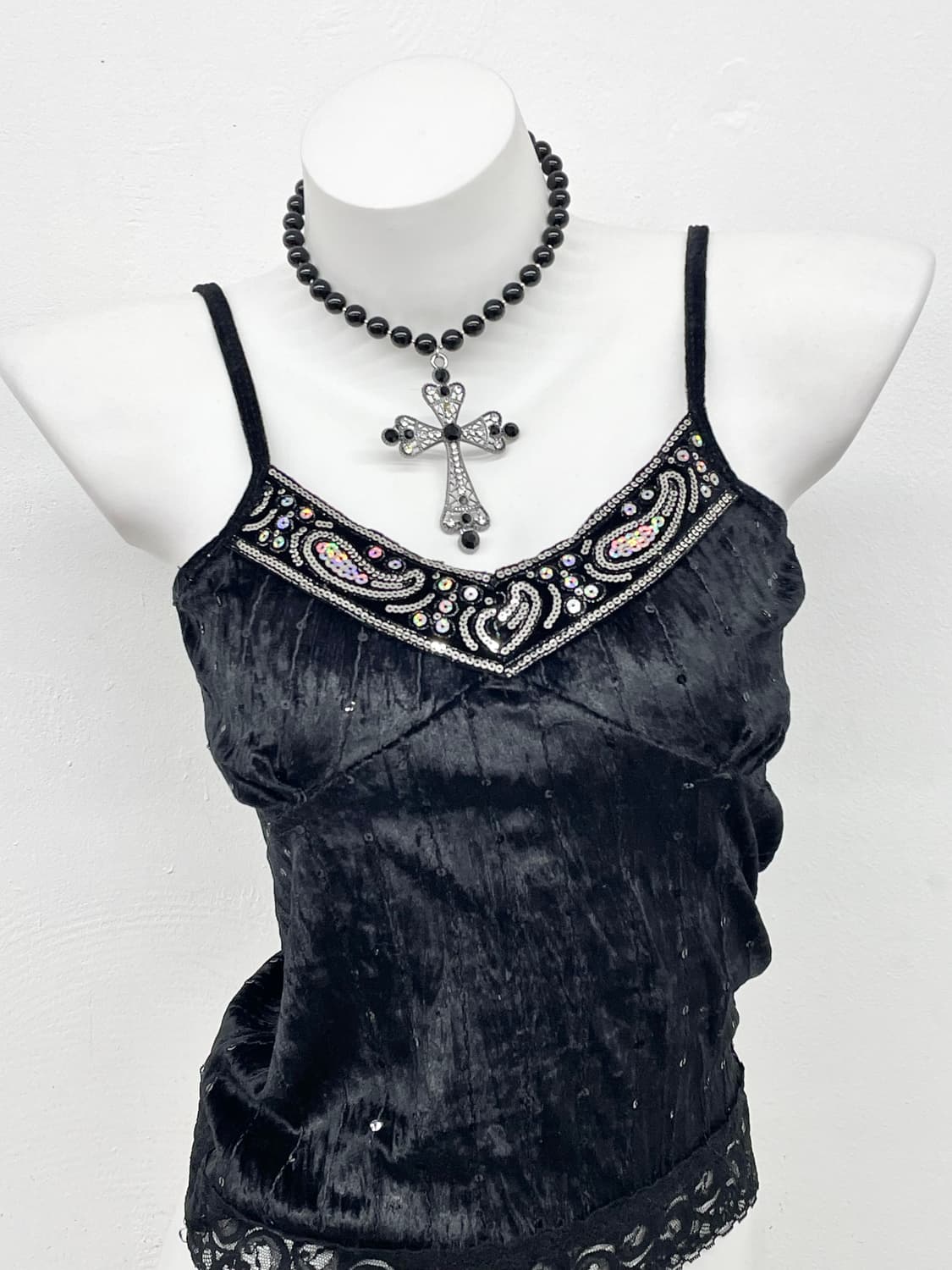 고딕 벨벳 레이스 탑 상품이미지2