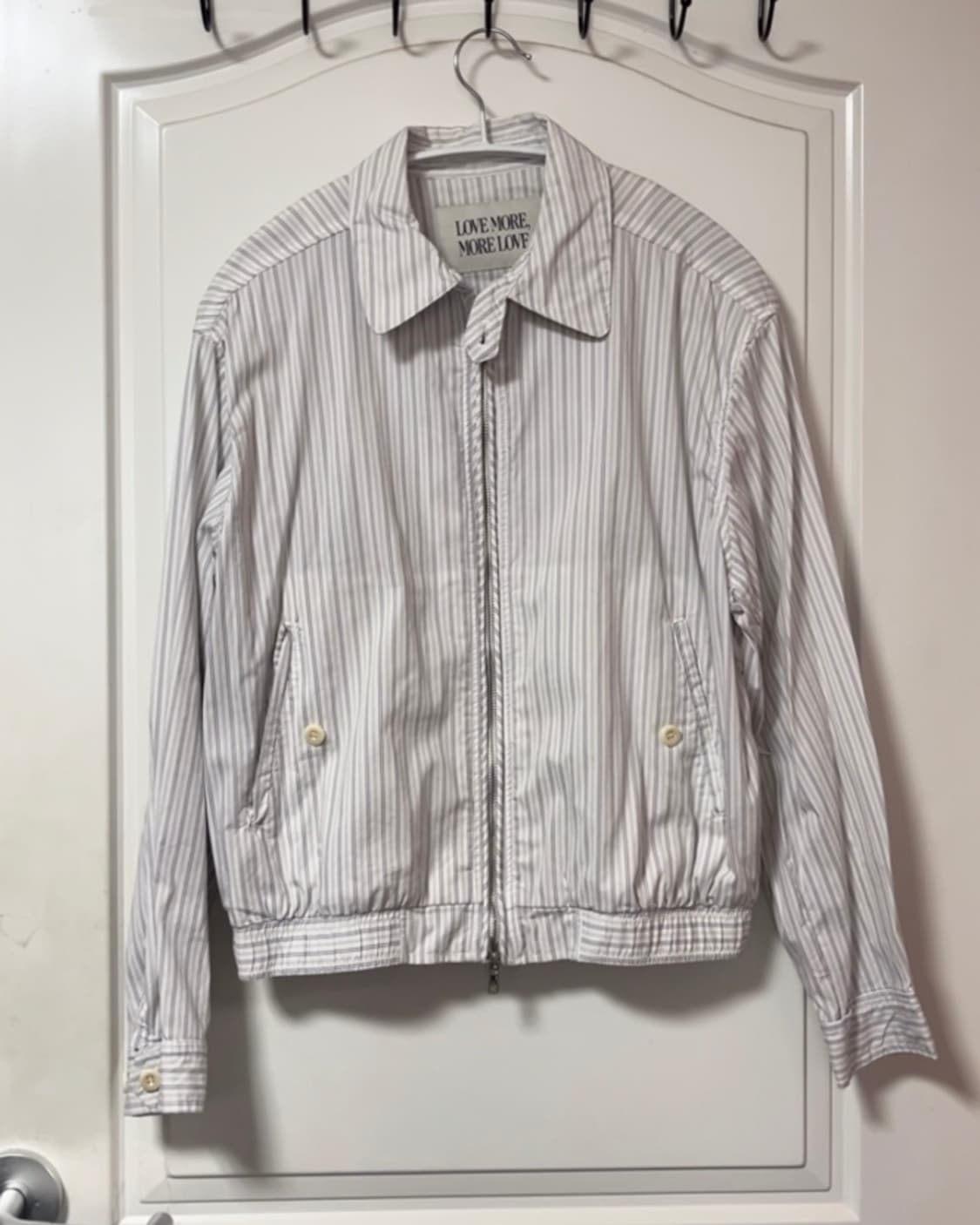 낫띵리튼깔 스트라이프 셔츠 집업 봄버 자켓 상품이미지1