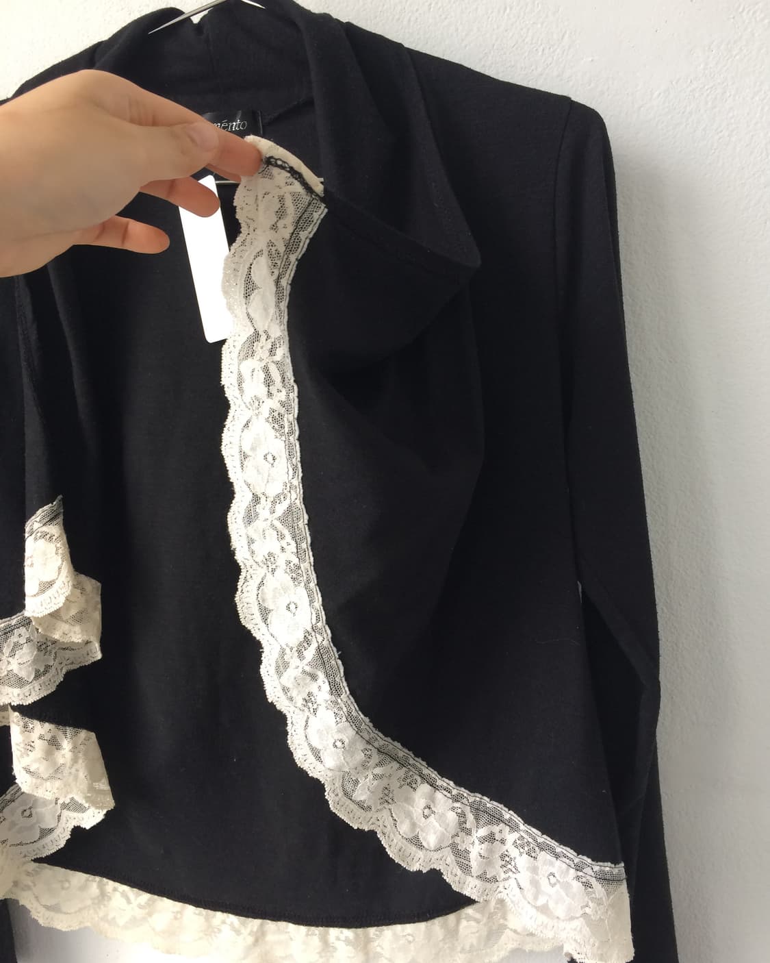 Lace trimming drape open cardigan 상품이미지5