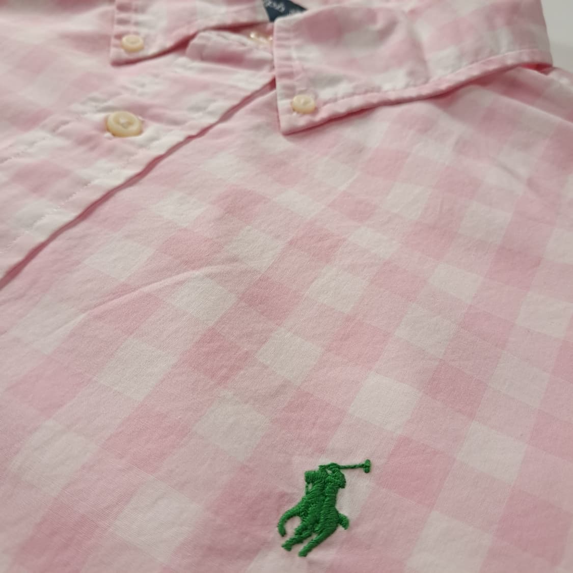 CK259 XL 폴로 00s 깅엄 체크 핑크 반팔셔츠 남방 상품이미지4