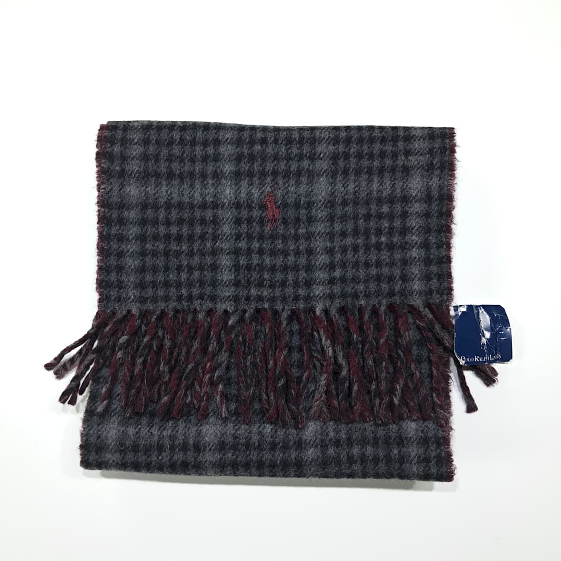 MX575 폴로 90s 이태리판 램스울 양면 하운드투스 머플러 목도리 상품이미지7