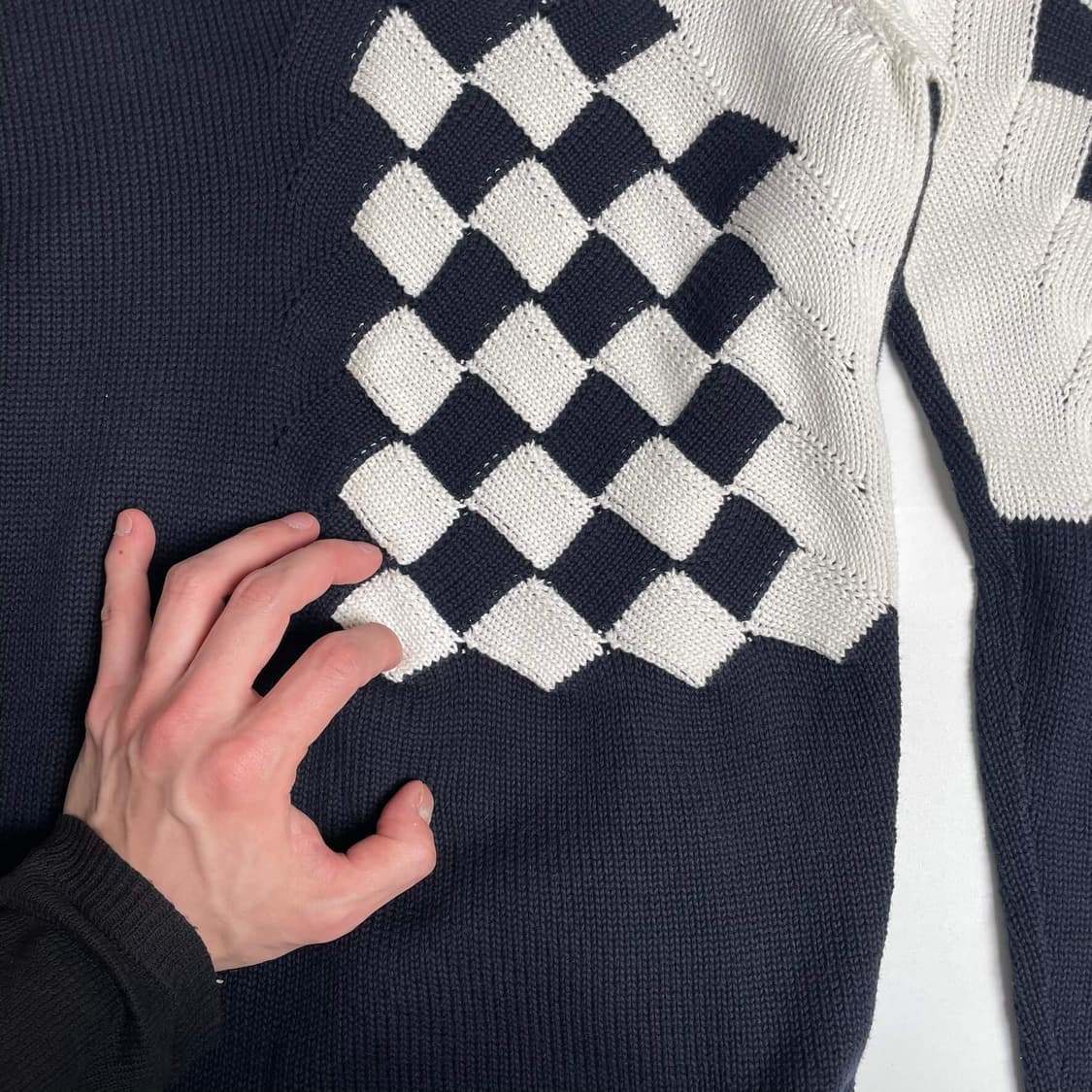 Emporio armani 체커보드 코튼 니트 상품이미지8