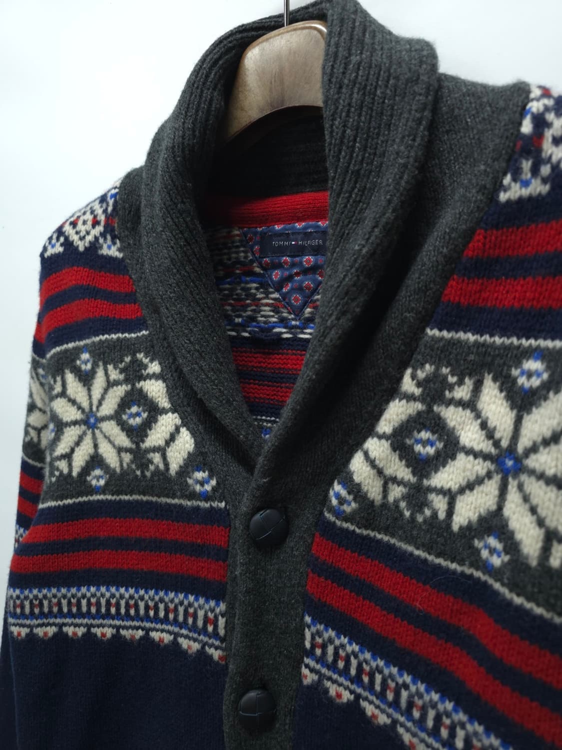 타미힐피거 남성 노르딕 램스울 숄칼라 가디건 상품이미지4