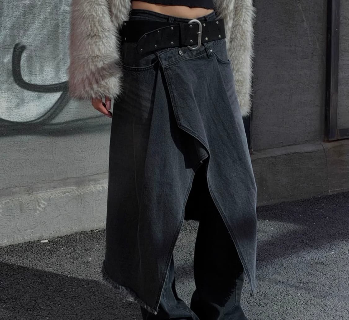 하몽마켓 layered maxi wrap denim skirt 상품이미지2