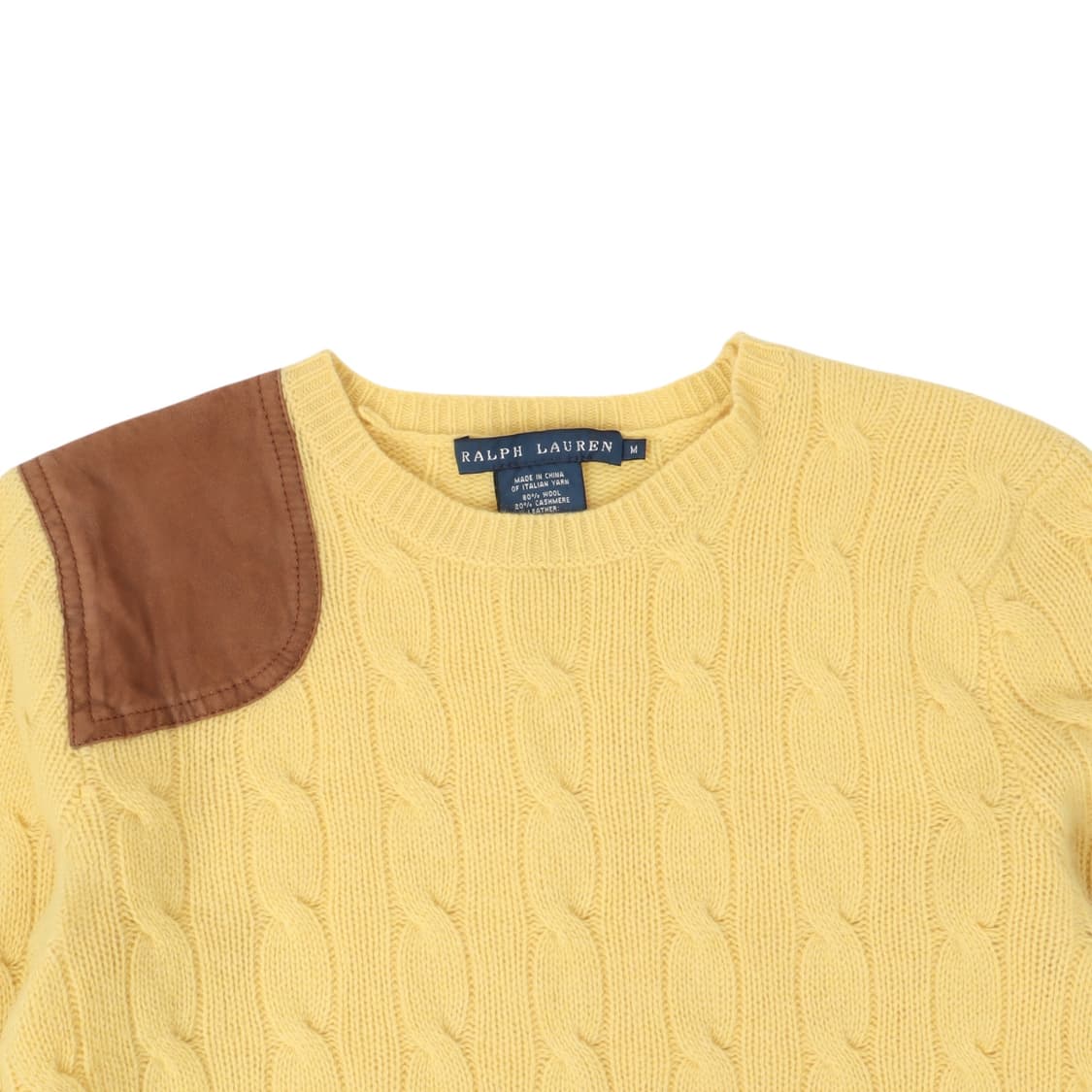 폴로 랄프로렌 옐로우 울 캐시미어 스웨이드 패치 니트 상품이미지2
