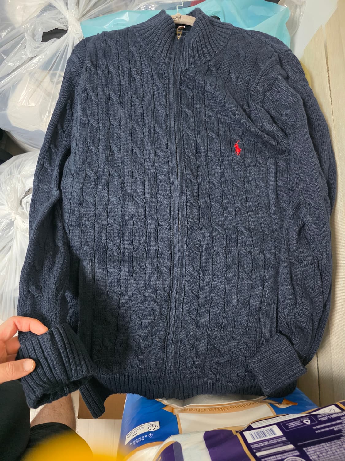 폴로 케이블 집업 가디건 XL 상품이미지3