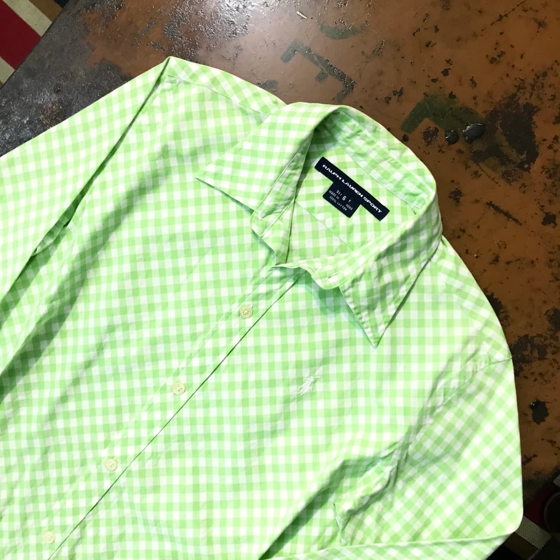 폴로랄프로렌 연두 깅엄 체크 코튼 셔츠 여성 55 사이즈  상품이미지3