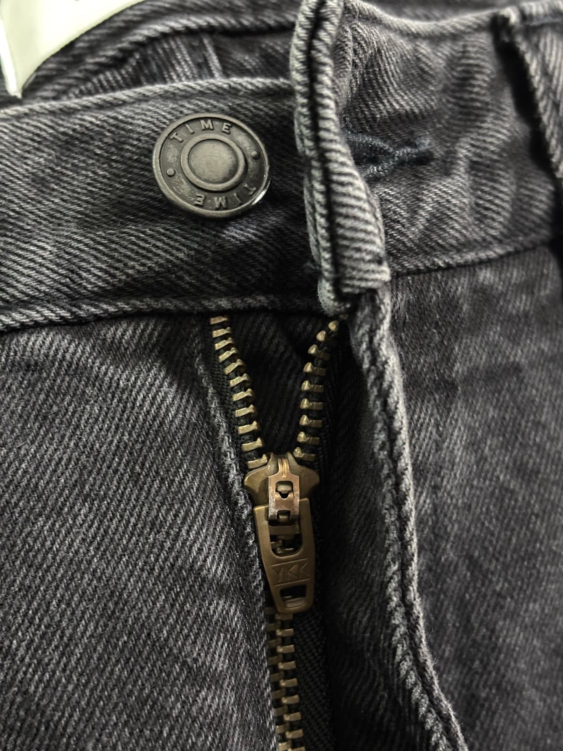 25SS)타임옴므 워시드 와이드 데님팬츠30"/블랙 상품이미지7