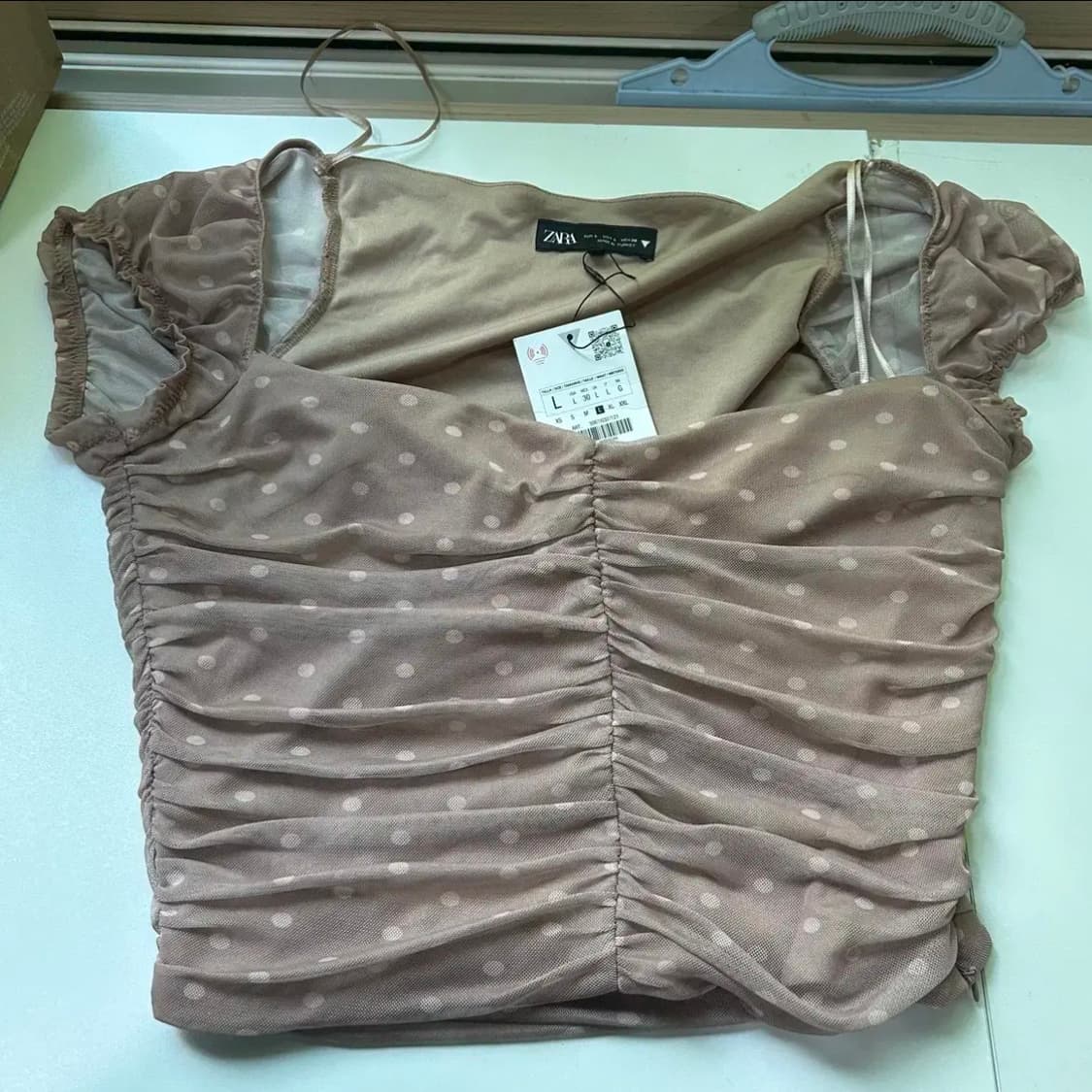 자라 도티드 캡소매 뷔스티에 블라우스 여름휴양지블라우스 상품이미지5