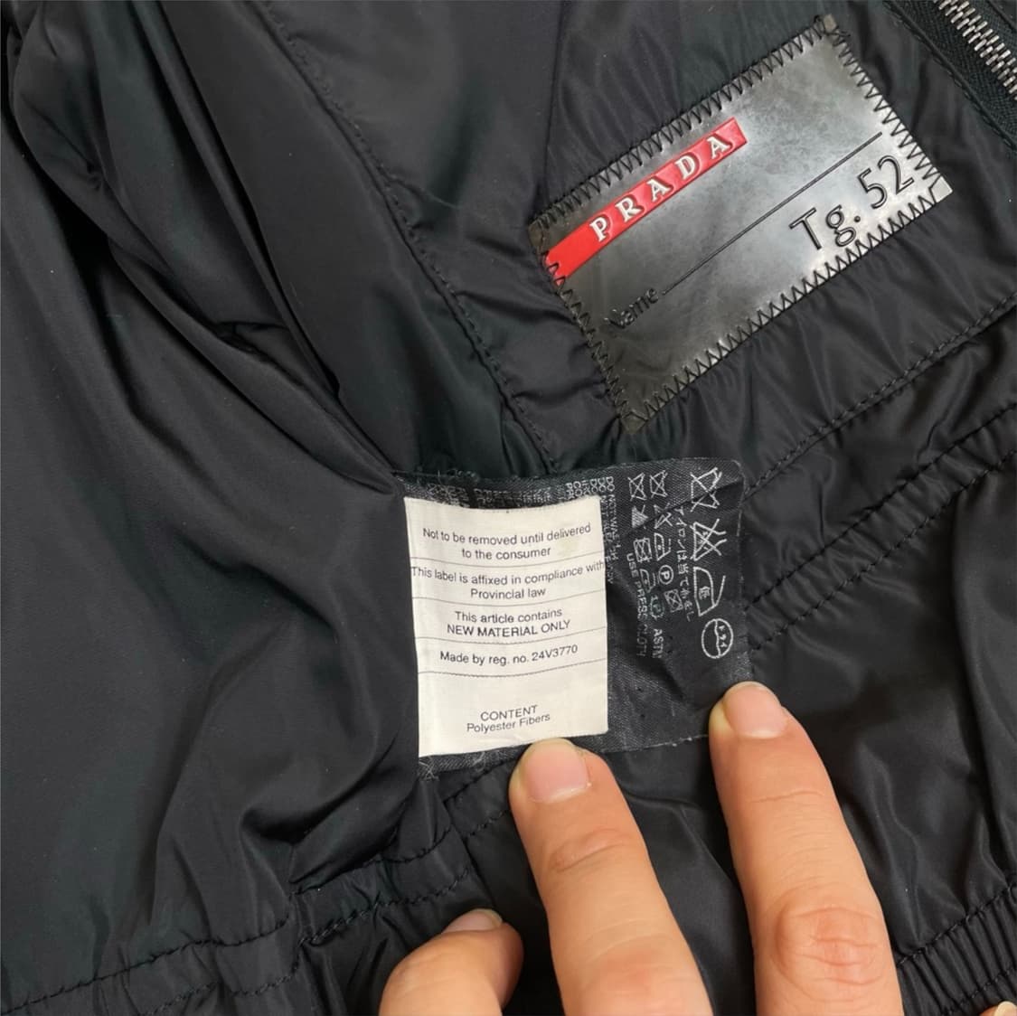 프라다 Prada 블랙 차콜 나일론 울 믹스 후드 자켓 점퍼 52 상품이미지4