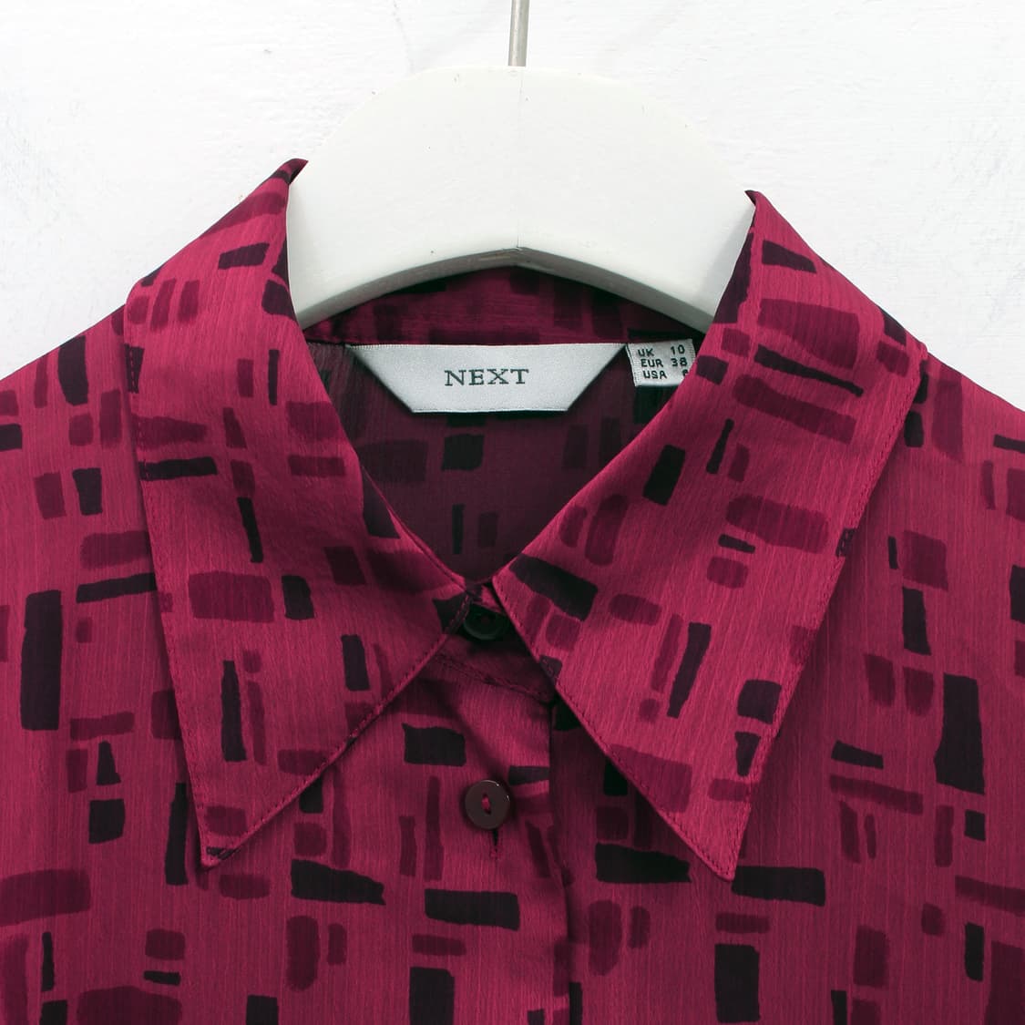 일본 빈티지 퍼플 레드 도형 패턴 블라우스 상품이미지2