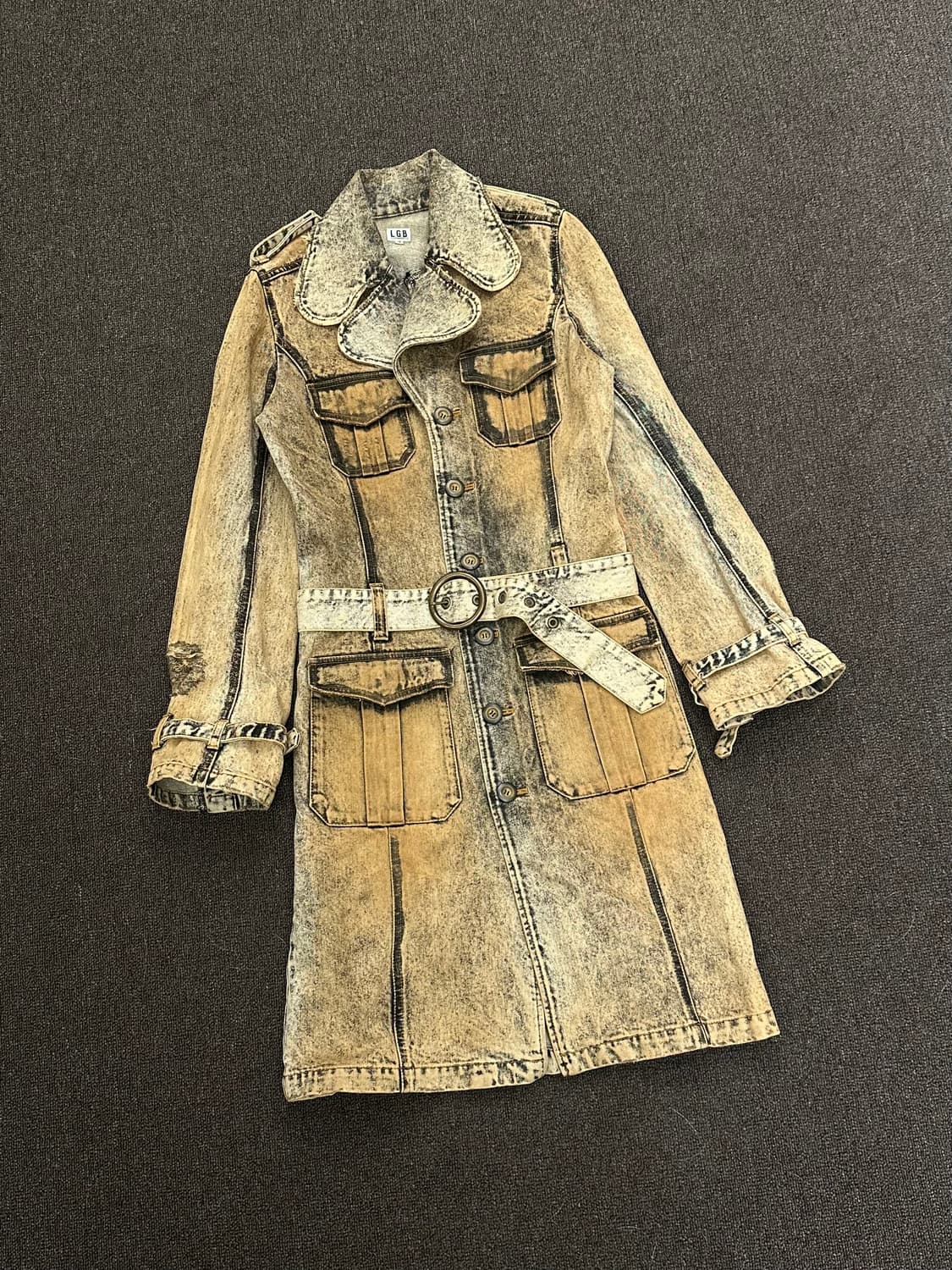 M)L.G.B 빈티지 컷아웃 디테일 워싱 헌팅 데님 자켓 상품이미지1