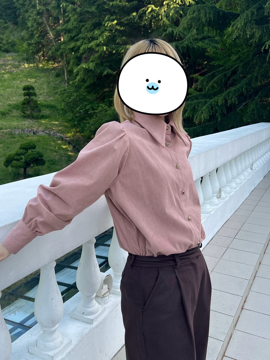 아무르무아르 핑크 블라우스 코듀로이 셔츠 상품이미지1