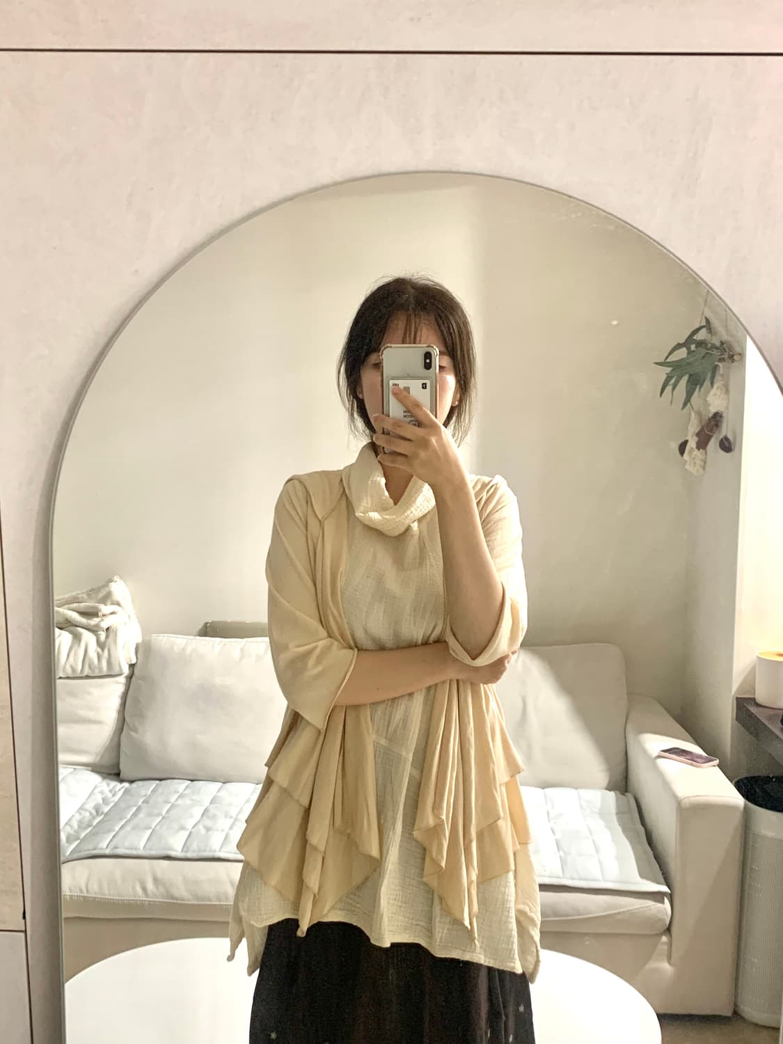 일본빈티지 코코모리 언발 후드가디건 슬리브리스 세트 상품이미지6