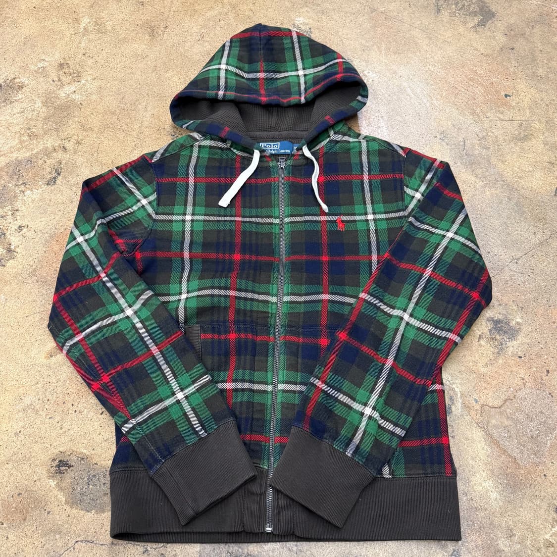 폴로 랄프로렌 체크 브라운 그린 후드집업 상품이미지2