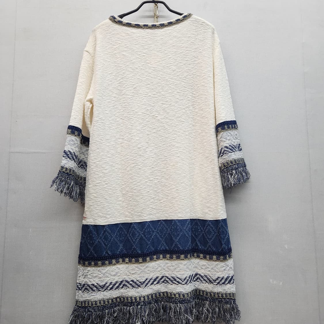 써스데이아일랜드 소매 프린지 데님 믹스 원피스 M(M) 상품이미지5