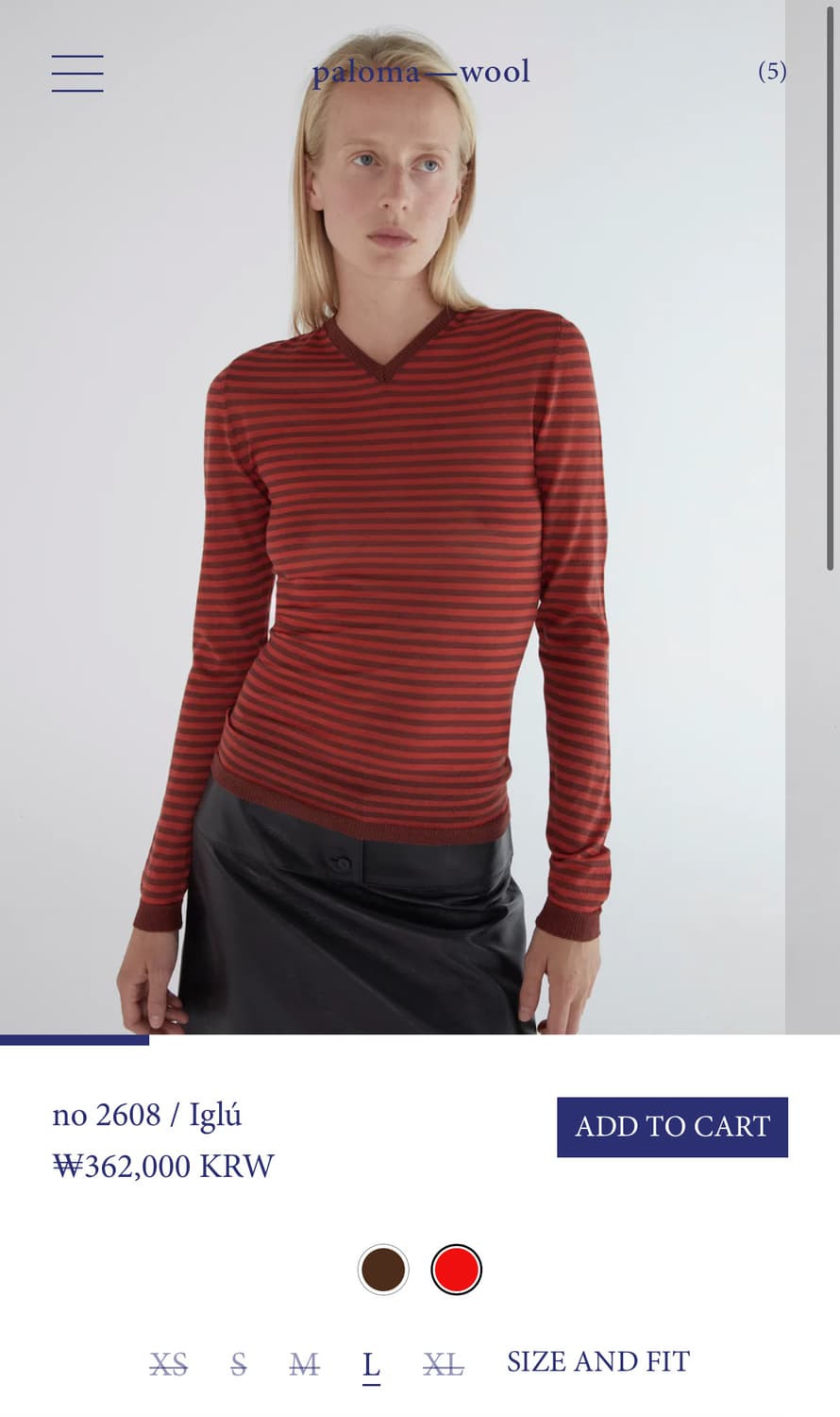 [S,M]팔로마울 Iglú 스트라이프 니트/레드 상품이미지9