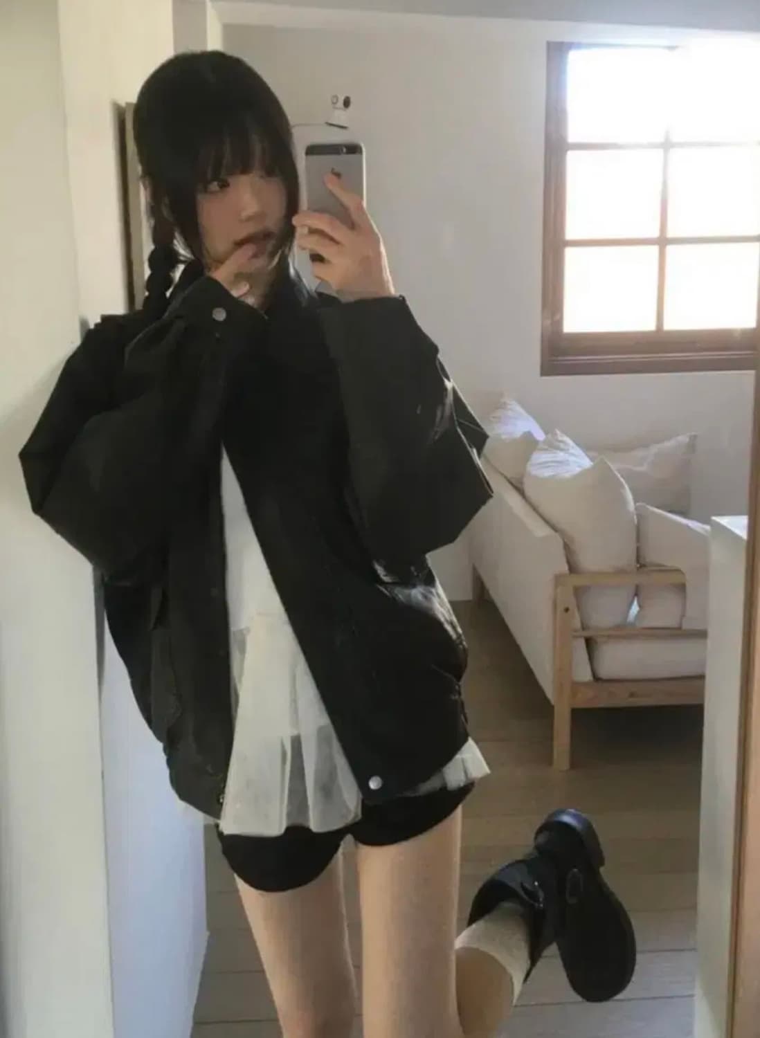 원더원더 블룸 빈티지 워싱 포켓 박시 레더 자켓 상품이미지3