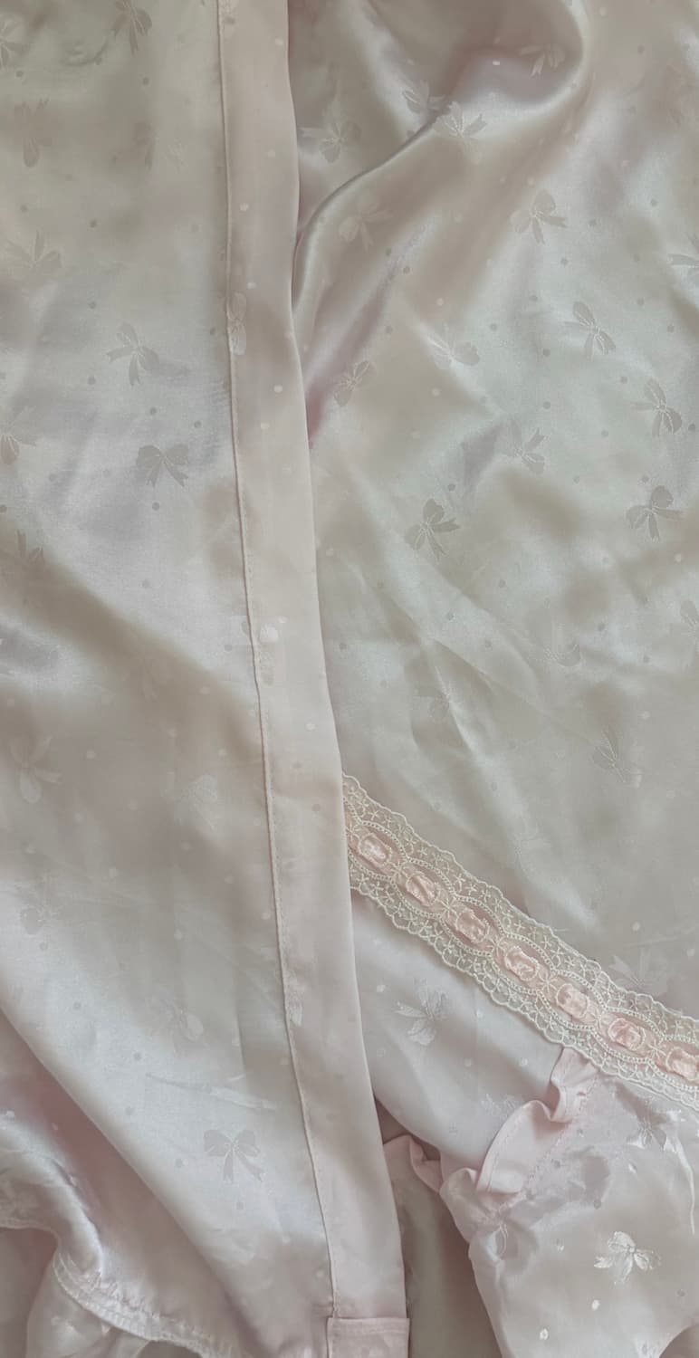 빈티지 연핑크 딸기우유 리본 레이스 미디스커트 롱스커트 상품이미지3