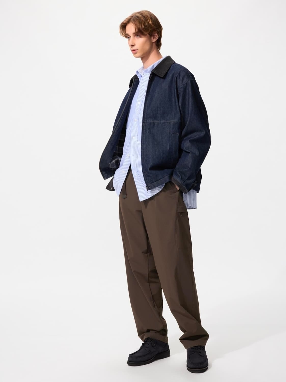 유니클로 기어팬츠 다크브라운, 베이지 L 새상품 상품이미지1