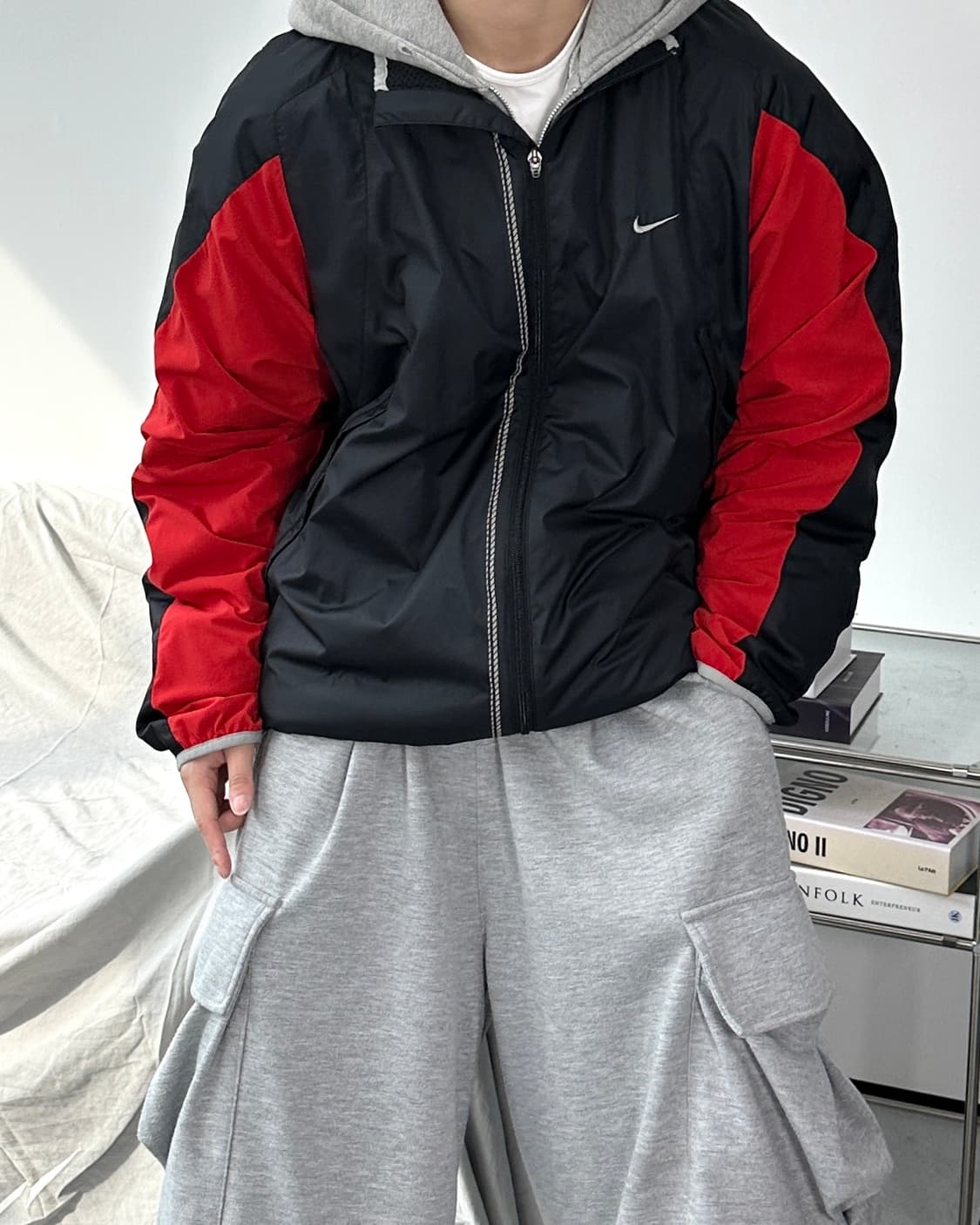 나이키 00s 블랙 레드 바람막이 2XL 상품이미지2