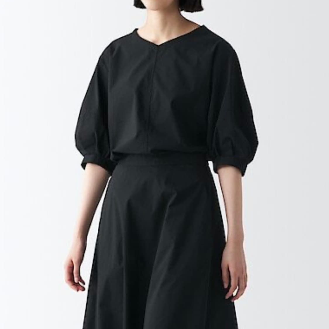 무인양품 건조가 빠른 브로드 5부 소매 블라우스 (새상품) 상품이미지7