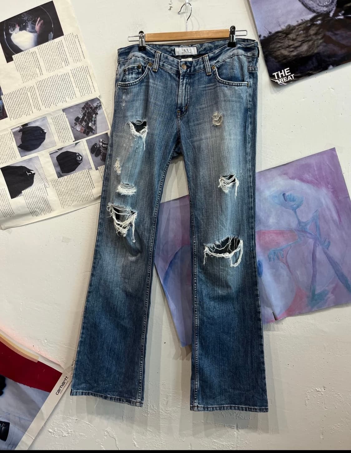 ARMANI EXCHANGE 디스트로이드 부츠컷 데님팬츠  상품이미지3