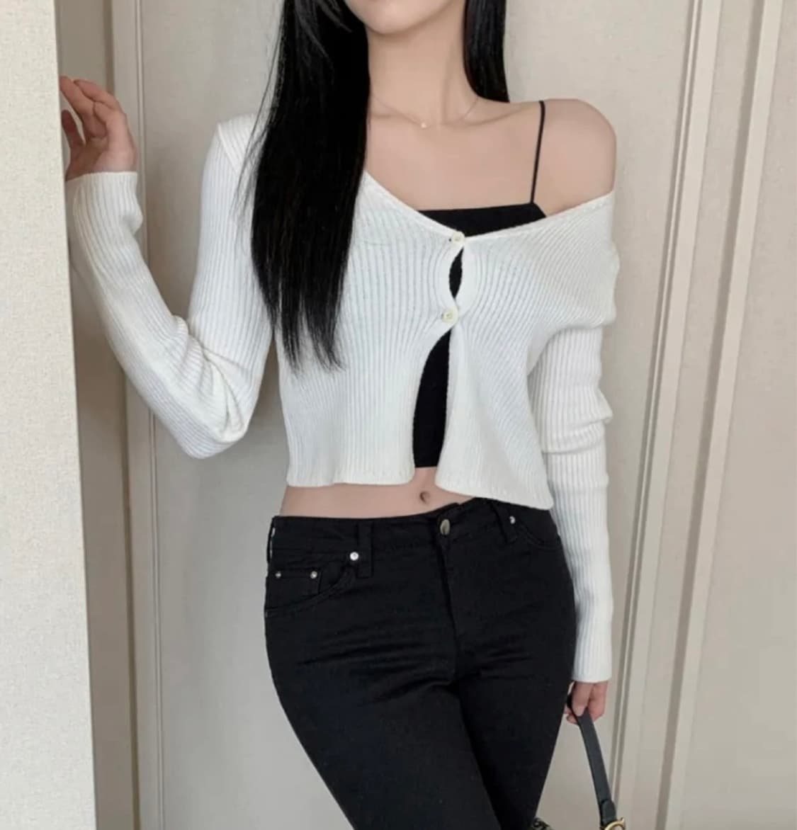 아이보리 골지가디건 상품이미지2