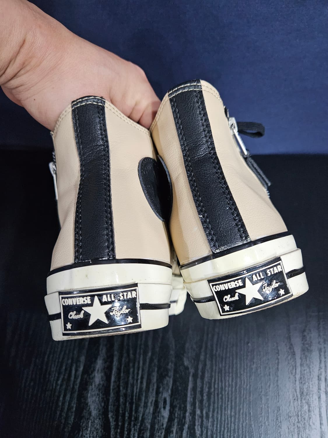 컨버스 척테일러 베이지 남성 255 집업 가죽 하이탑  상품이미지8