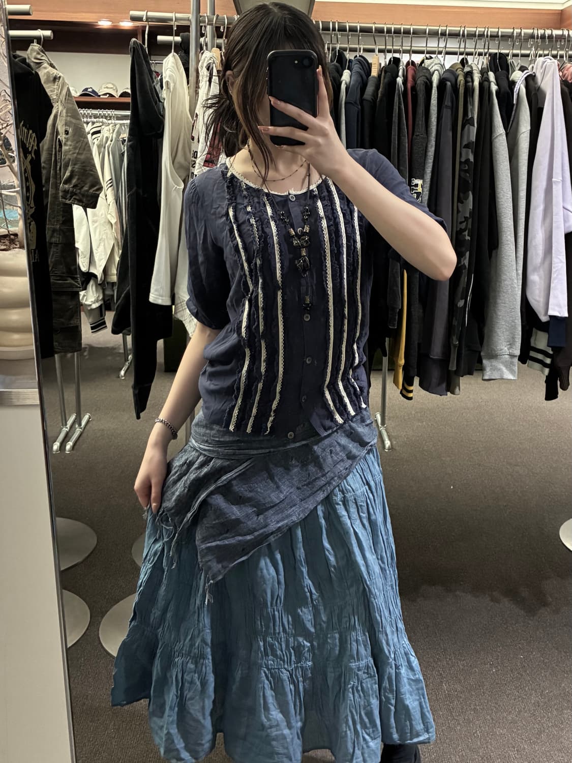 M)Japanese vintage 여성 프린지 디테일 7부 가디건 상품이미지8