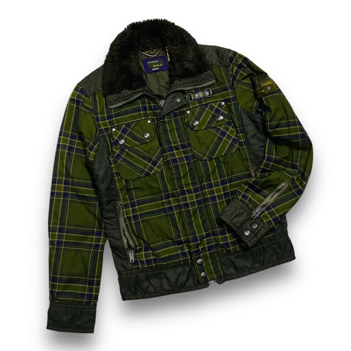 펑크 에너지 골드 그린 타탄체크 빈티지 자켓 상품이미지2