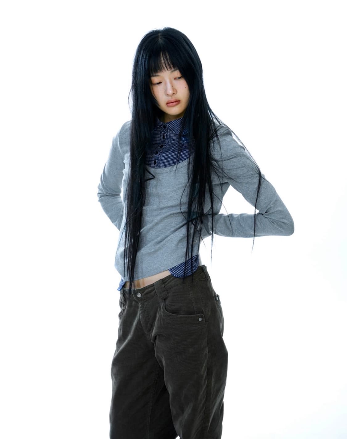 REVERSIBLE COLLAR LONGSLEEVES MELANGE GR 상품이미지2