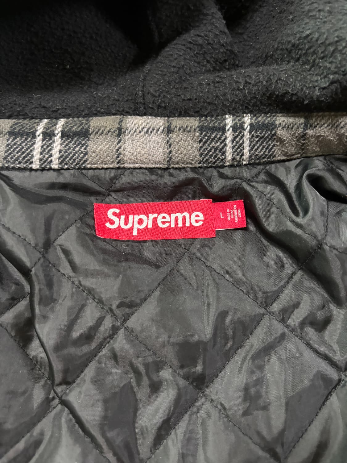 슈프림 타탄 플란넬 후드 셔츠 블랙 - 23FW 상품이미지3