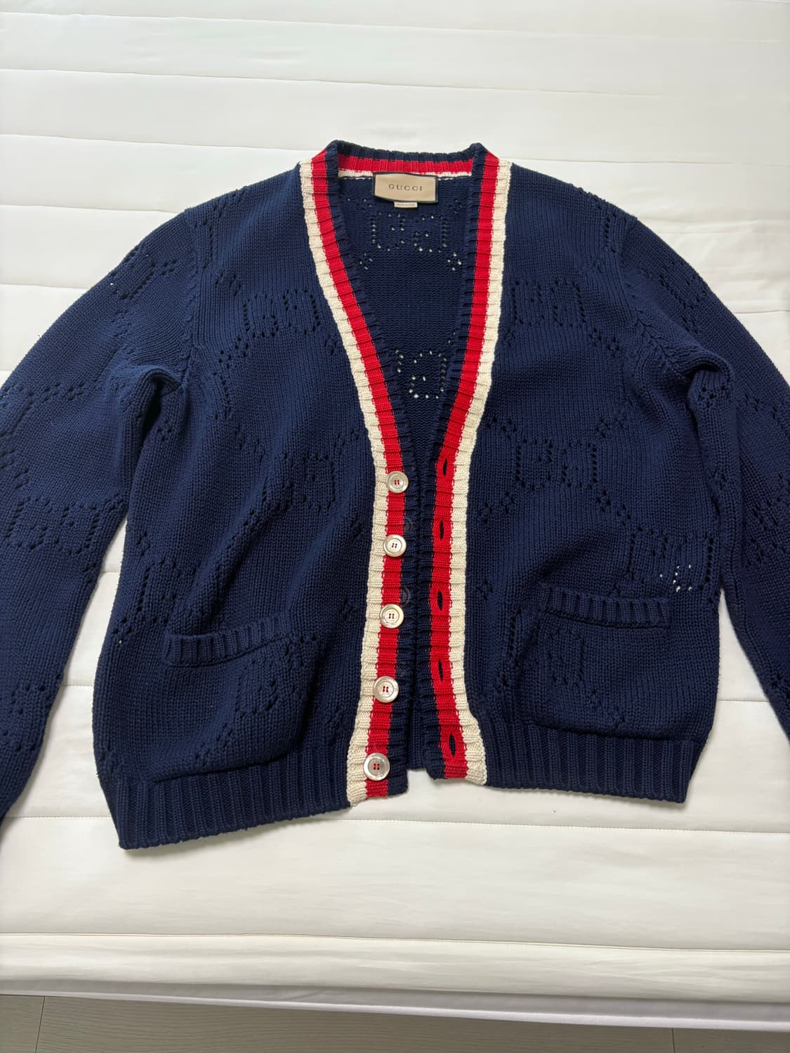 구찌 네이비 트리밍 가디건 상품이미지1