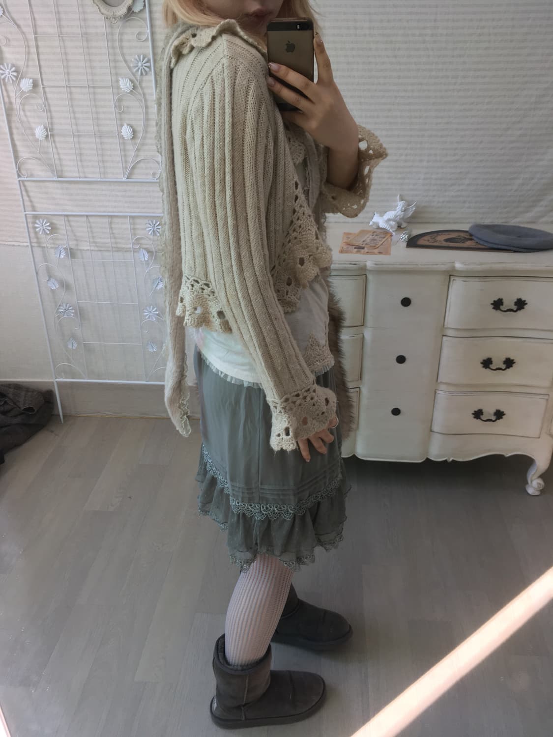 Set)Axes femme 가디건 + 나시 + 민트스커트 상품이미지7