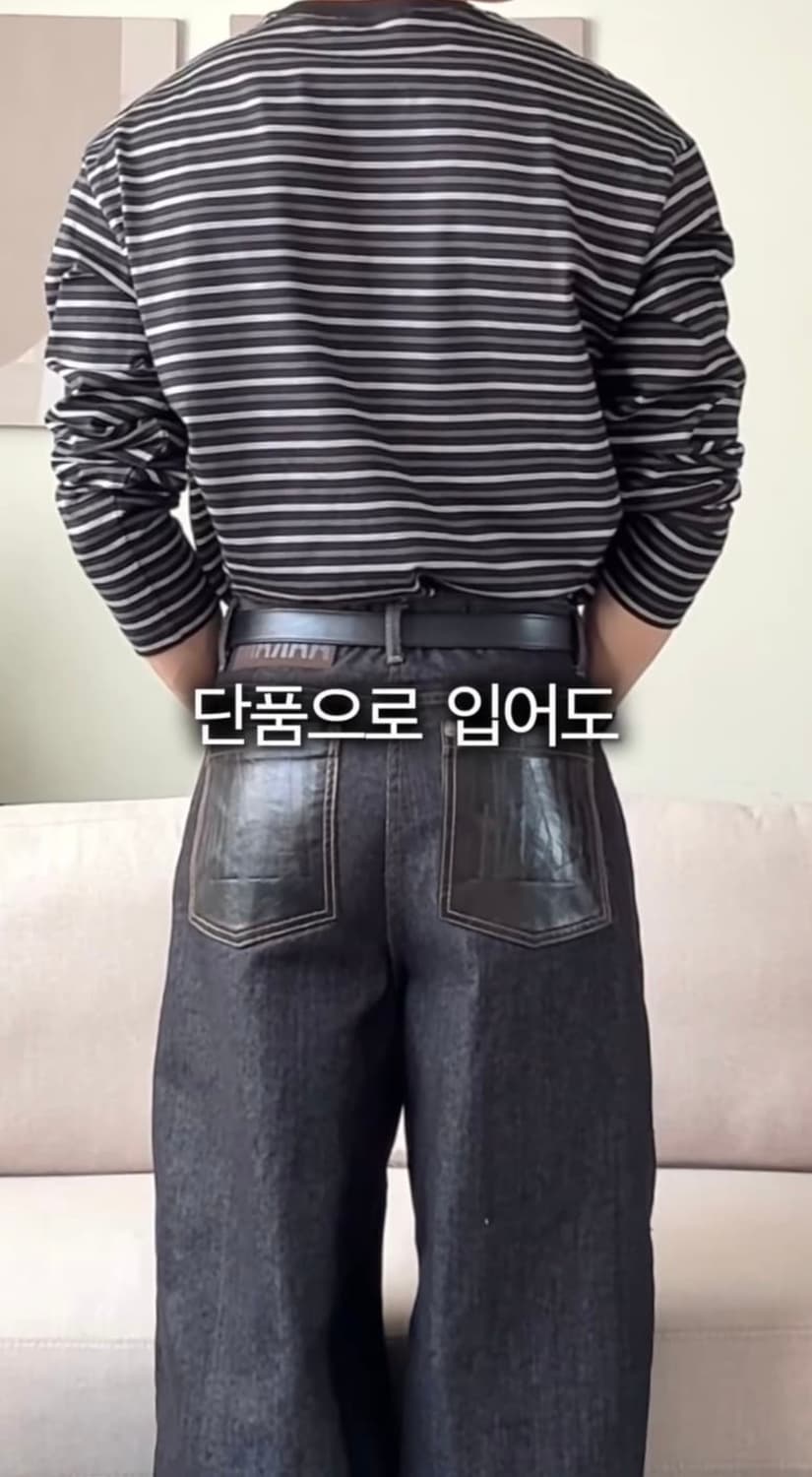 아캄 레더포켓 데님 블랙 1사이즈 상품이미지5