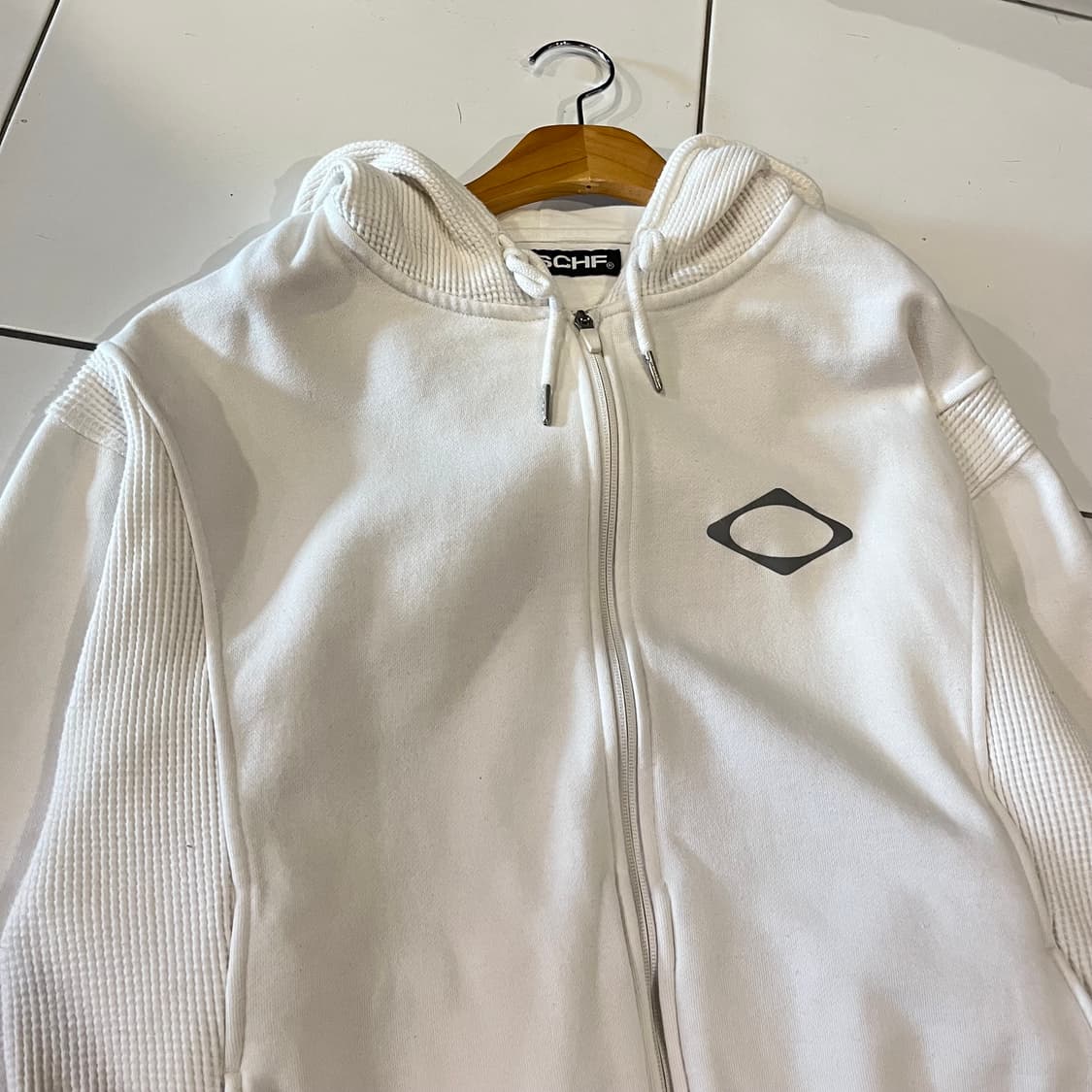 미스치프 패널드 와플 후드집업 화이트 L 상품이미지2