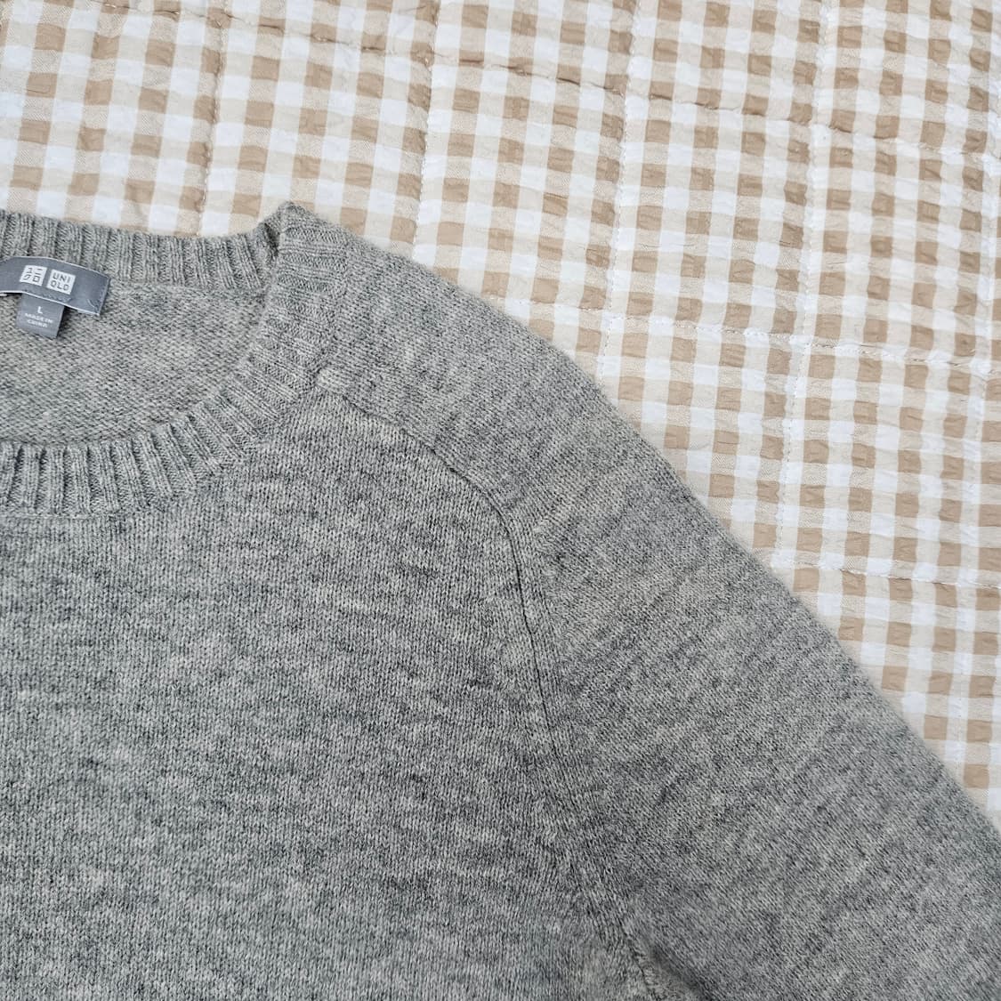 유니클로 울100 긴소매 니트 남자100 상품이미지3