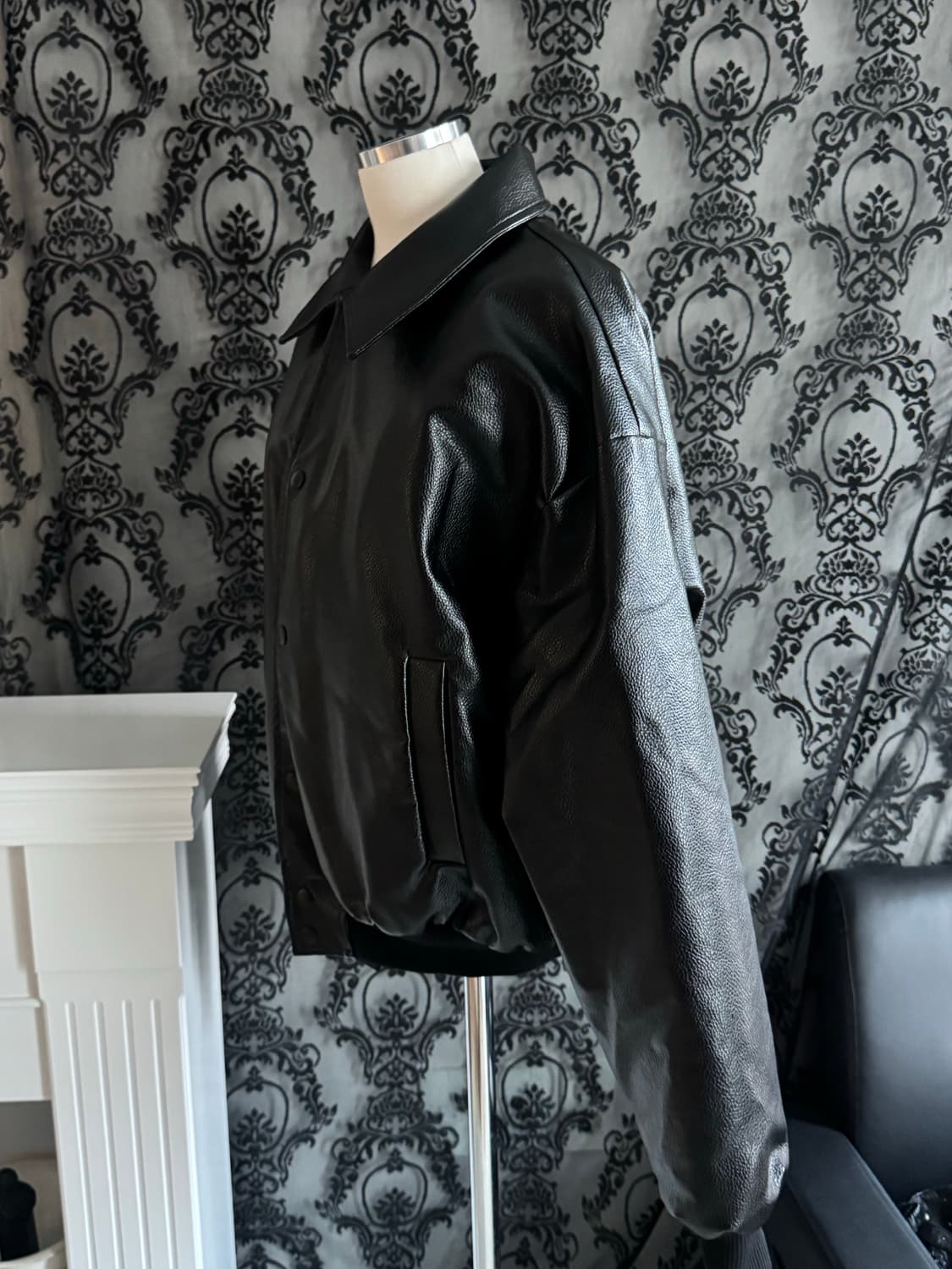 레터링 레더 블루종 항공점퍼 패딩  상품이미지4