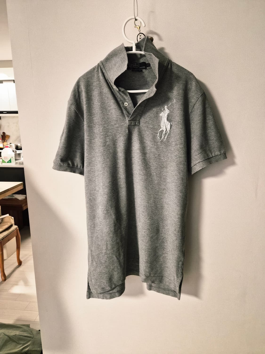 폴로 랄프로렌 실버 빅포니 자수로고 그레이 카라 반팔티 상품이미지2